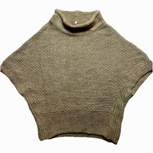 Elsamanda Pancho Sweater Womens M Tan Alpaca Blend Chunky Knit Pullover